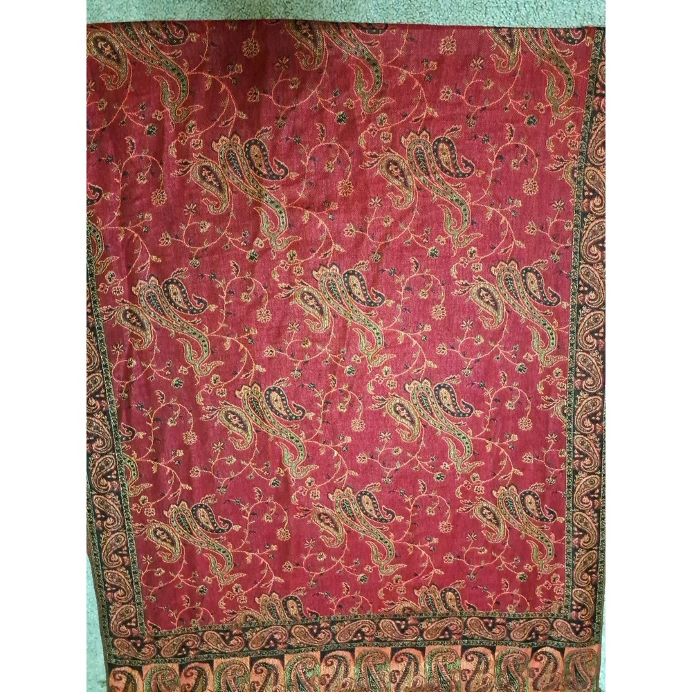 Soft Maroon Paisley Scarf Women's Large Wrap Shawl Burgundy Boho NWOT 70x28